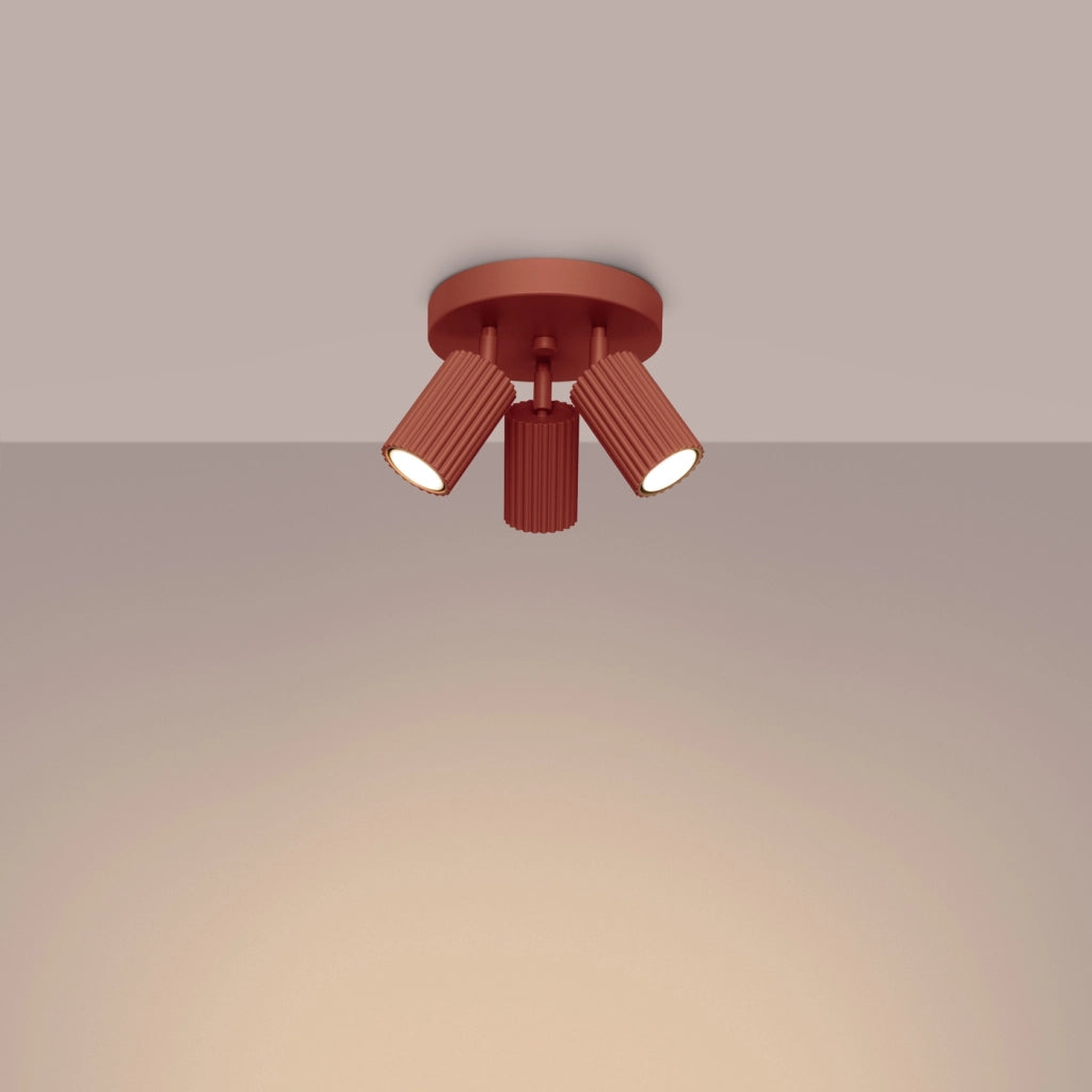 Lampada da soffitto KARBON 3P rosso ocra