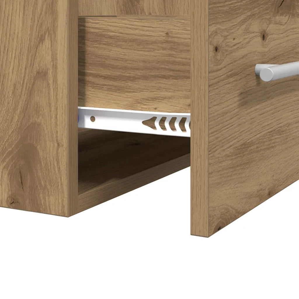 Mobiletto rettangolare sottolavabo con cassetto vano contenitore 41 x 38,5 x 48 cm finitura rovere composito realizzato artigianalmente 02_0052664