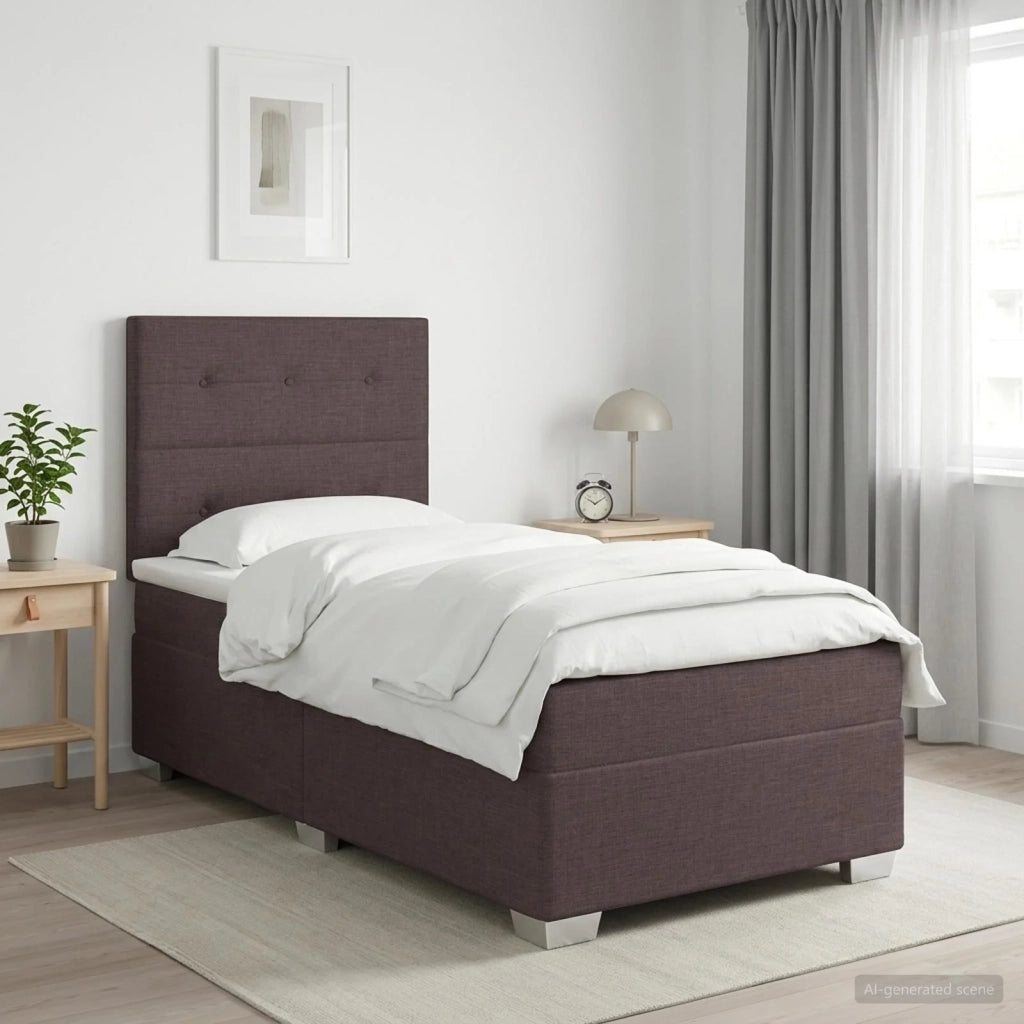 Letto box spring con materasso Marrone Scuro 100 x 200 cm 3454806