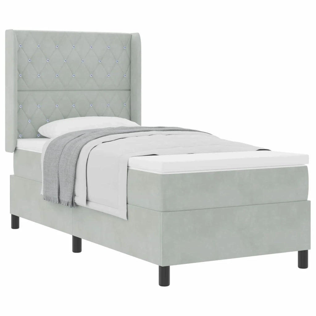 Letto a molle con testiera Grigio chiaro 90 x 200 cm Velluto 3341936