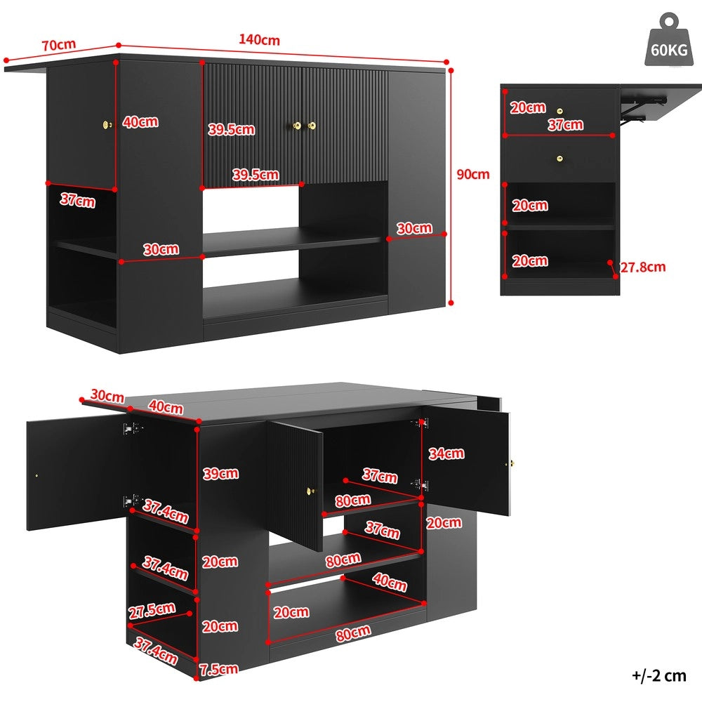 Credenza Cucina con Cassetti e Ripiani ¨C Xylo ¨C Nero