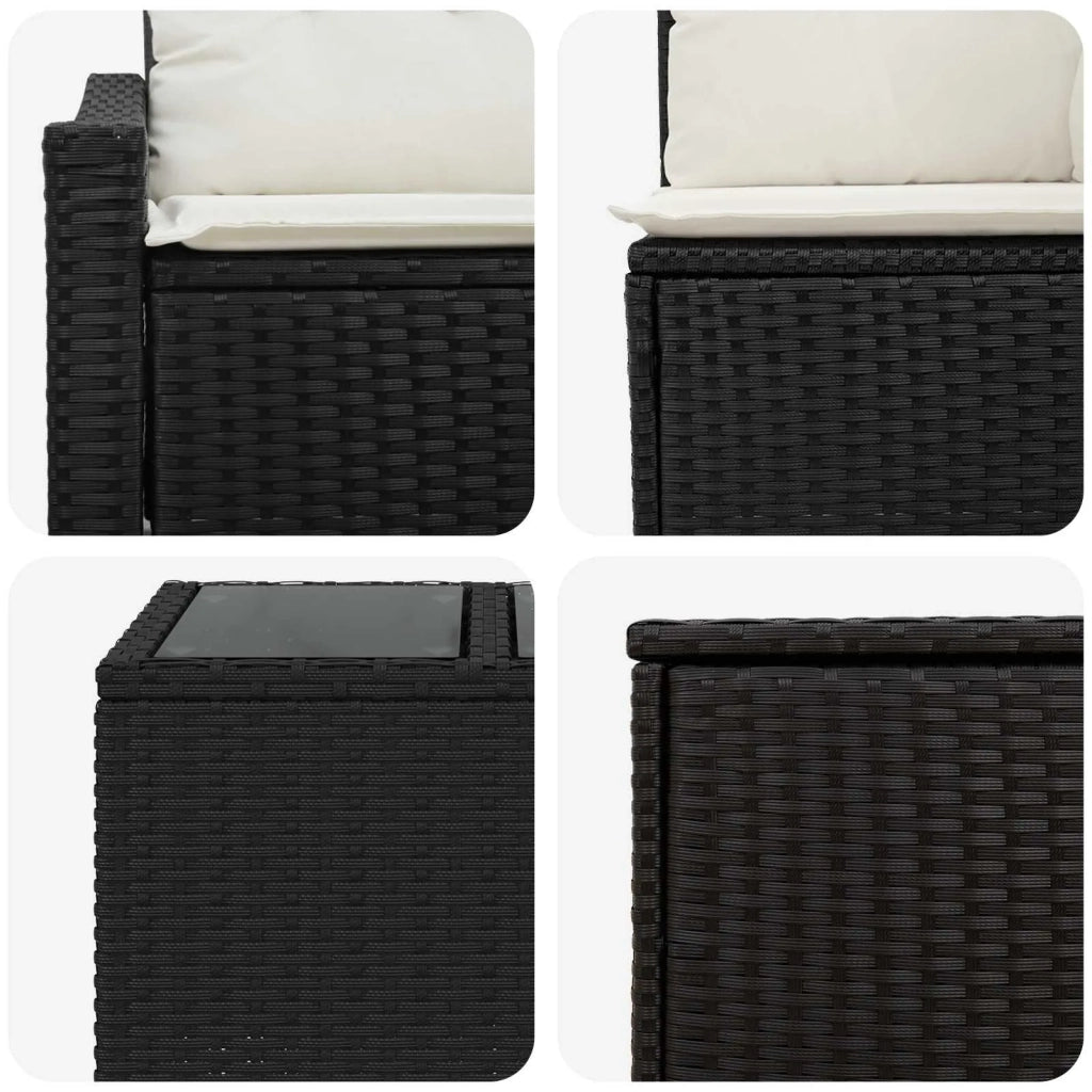 Set di divani 6 pz Nero e Bianco Crema 3447284