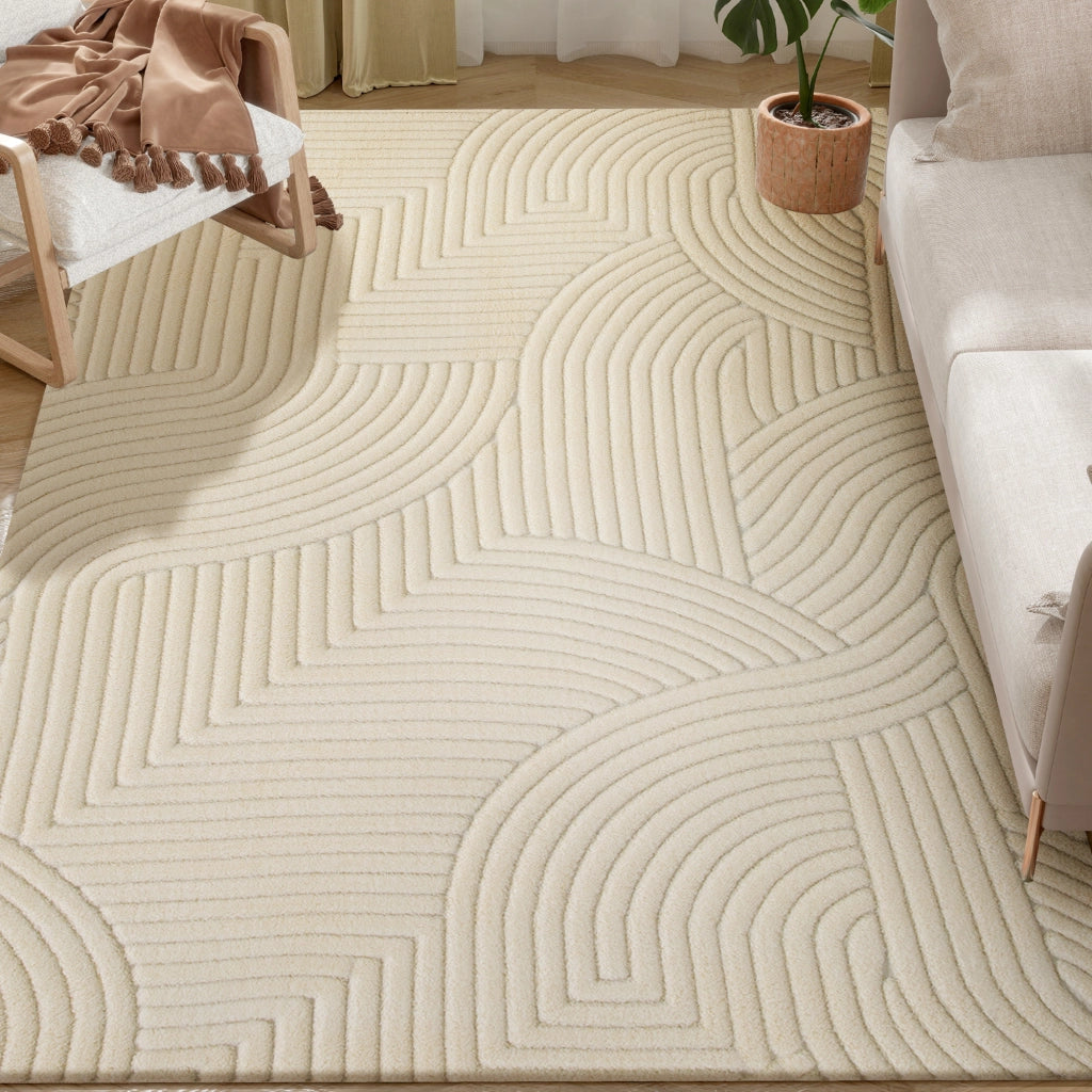 Tappeto Moderno Pelo Corto ¨C Xylo ¨C Crema 160x120 cm Base Antiscivolo