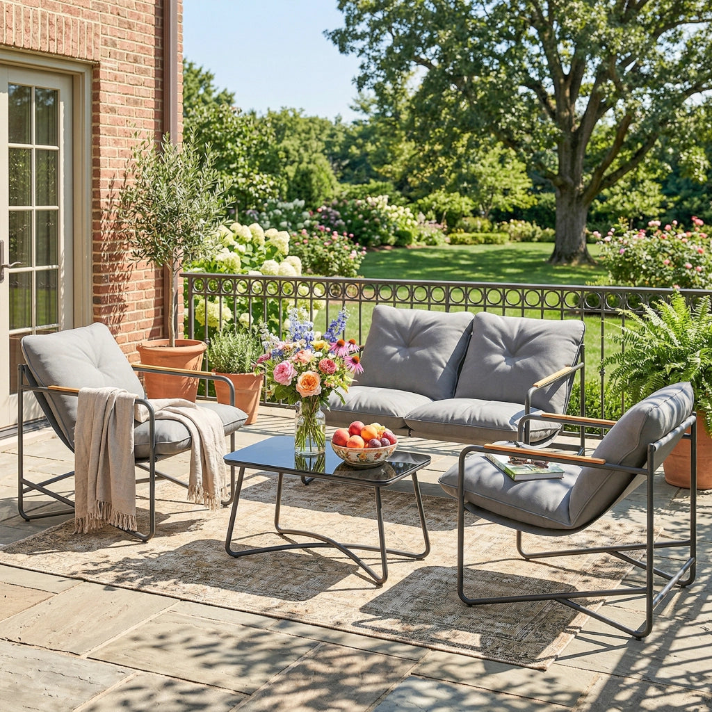 Set Salotto da Giardino 4 Posti ¨C zephmum ¨C Grigio Chiaro, Polyrattan