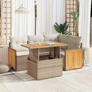 Set Divano da Giardino 5 pz con Cuscini Beige Polyrattan Acacia 3327705