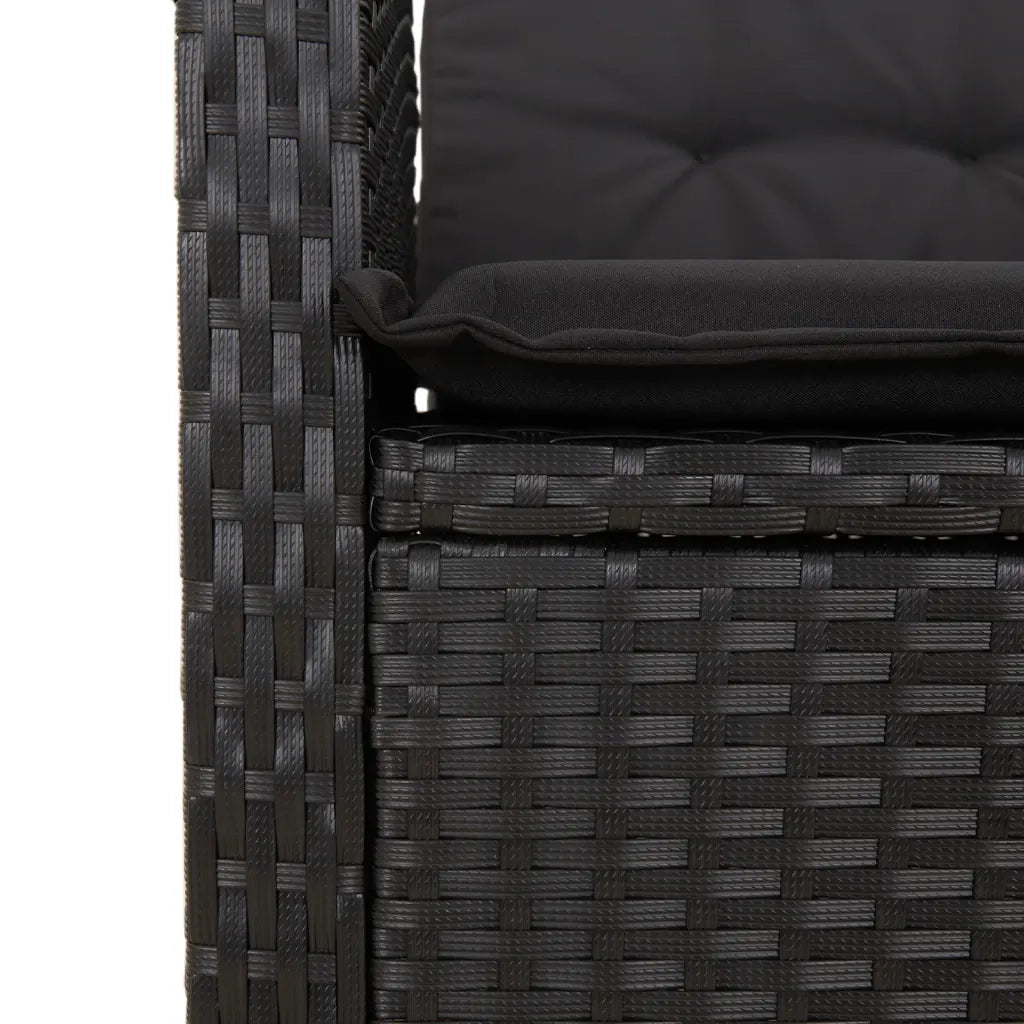 Set da Pranzo da Giardino 5 pz Nero con Cuscini in Polyrattan 3212755
