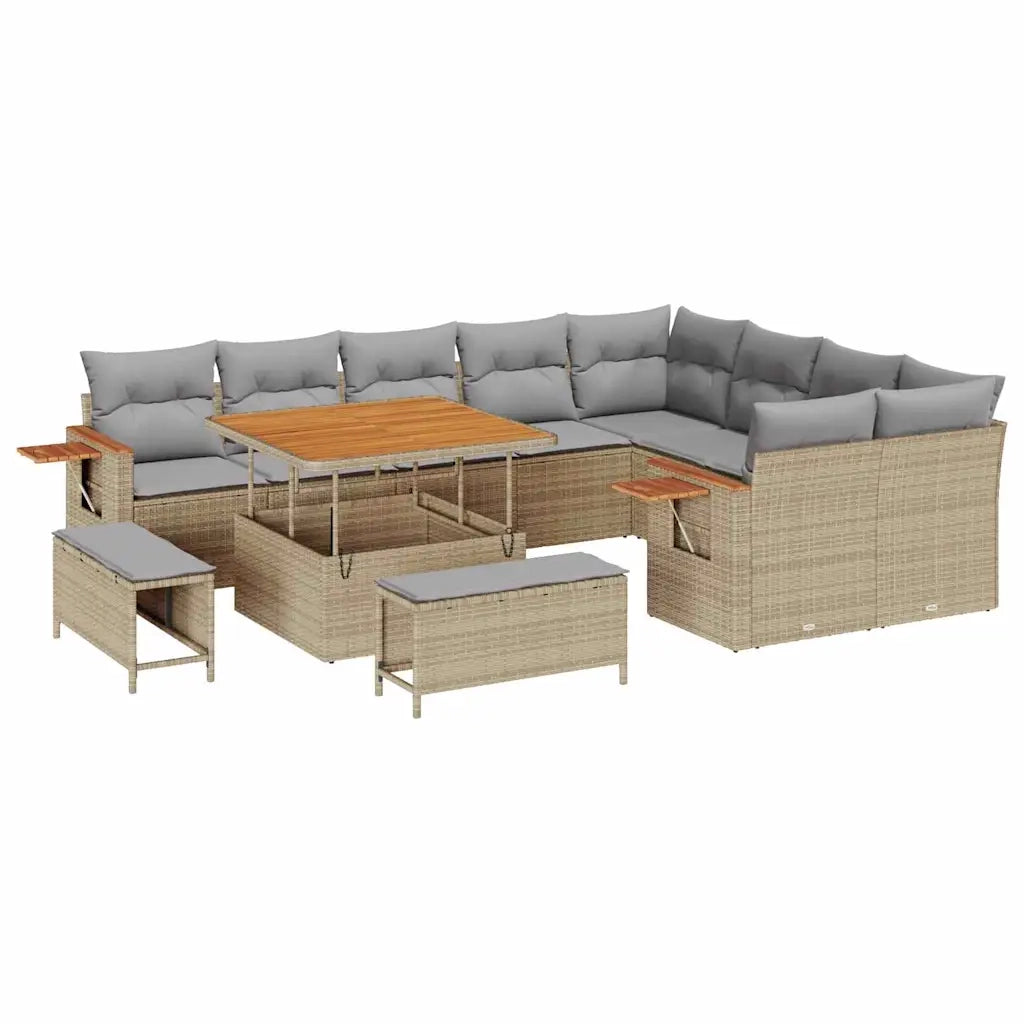 Set Divano da Giardino 13 pcs Beige e Grigio Chiaro polyrattan 3365157
