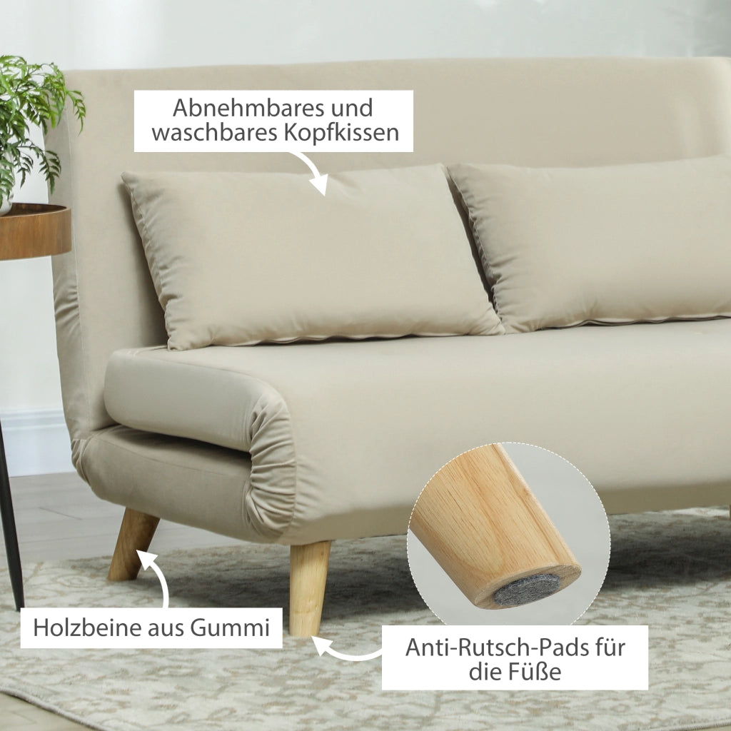 Divano letto ¨C Minimal ¨C velluto beige 130x78x79 cm