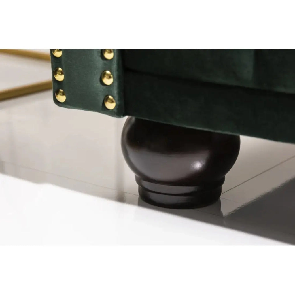 Divano dritto EDGAR – Verde smeraldo – 3 posti – Velluto stile barocco