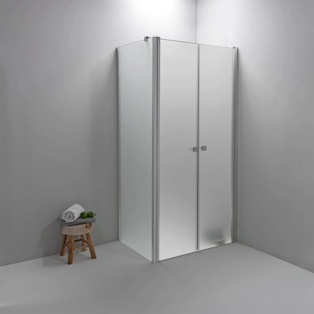 Box Doccia Angolare 70x80 Cm Apertura Saloon con Lato Fisso Opaco