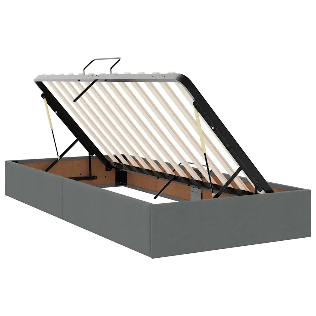 Letto con contenitore e LED Grigio scuro 100 x 200 cm Tessuto
