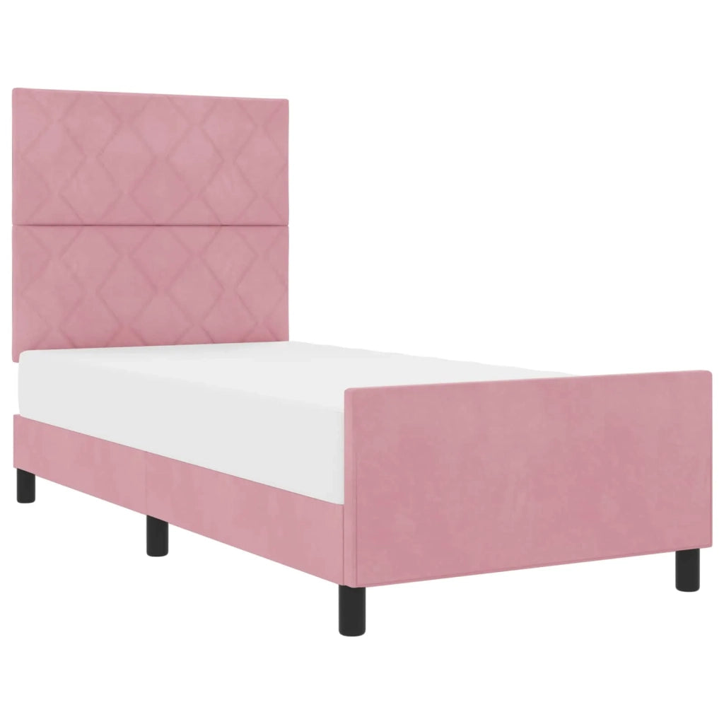 Letto a molle con testiera Rosa 90 x 190 cm Velluto 3344980