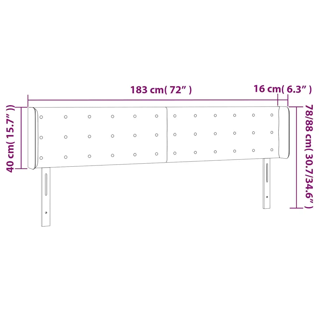 Testiera a LED Blu Scuro 183x16x78/88 cm in Velluto 3123734