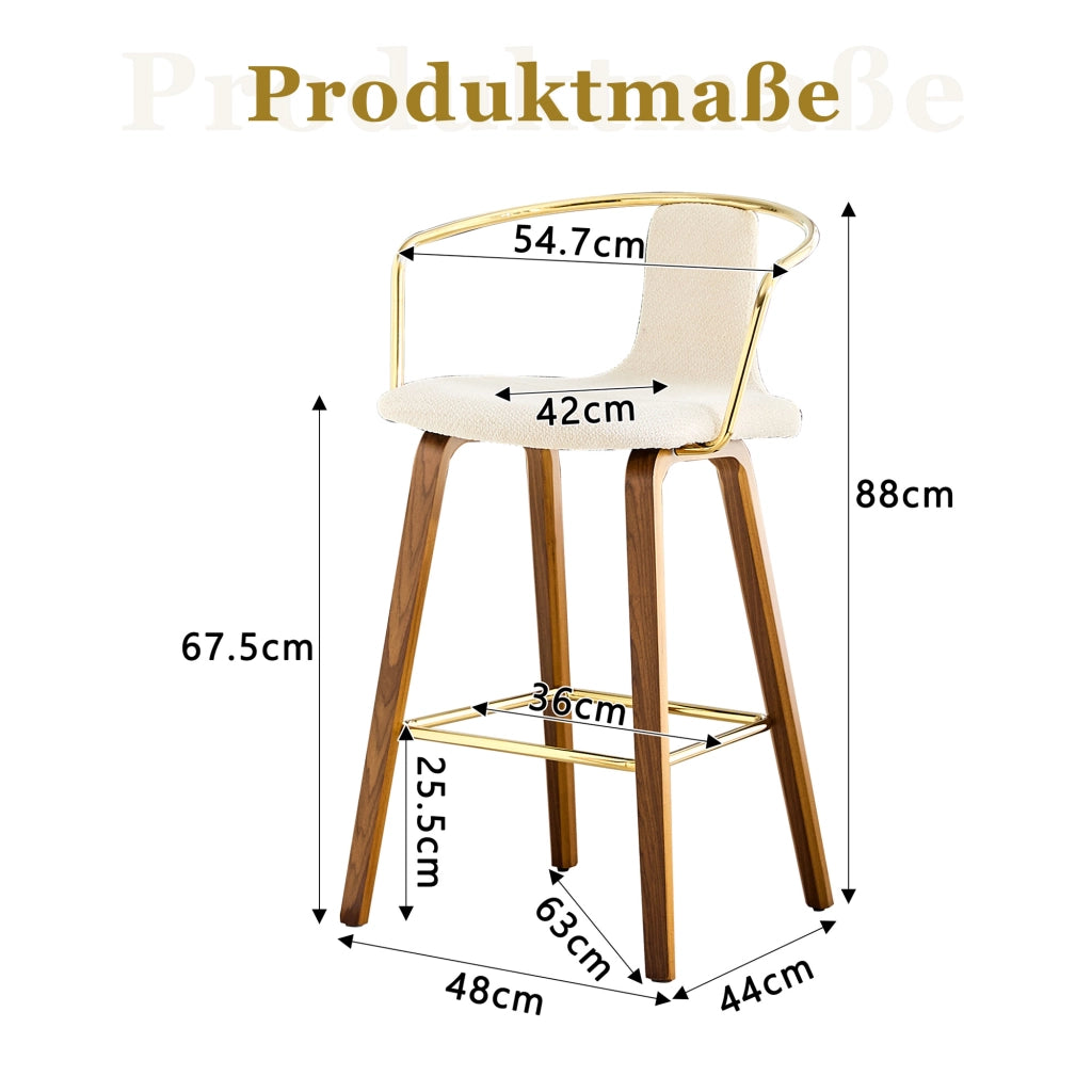 SGABELLO DA BAR Set da 2 pezzi con braccioli, bianco, legno
