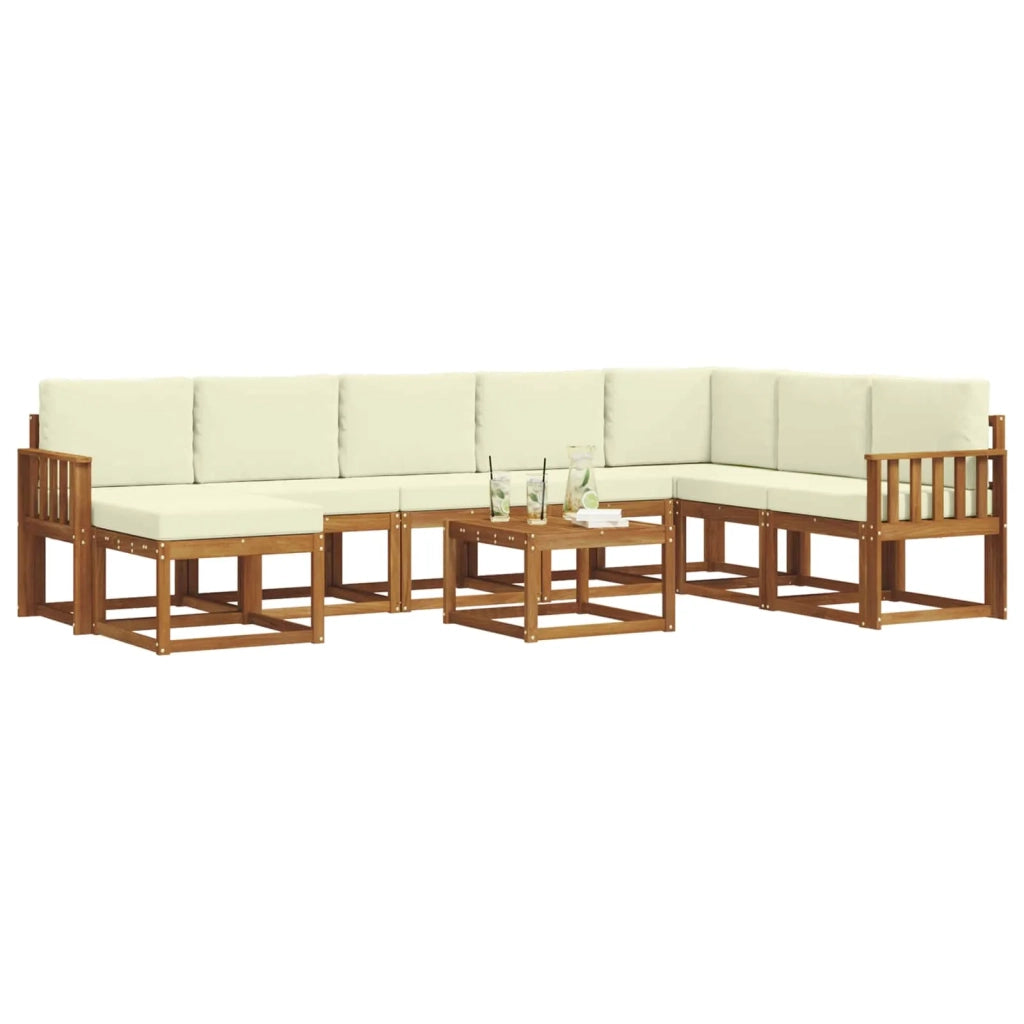 Set di divani da esterno con cuscino 9 pcs Naturale e Crema 3366843