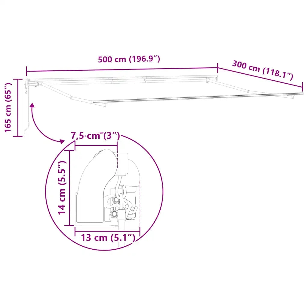 Tenda da Sole Antracite 5 x 3 m Metallo 313253