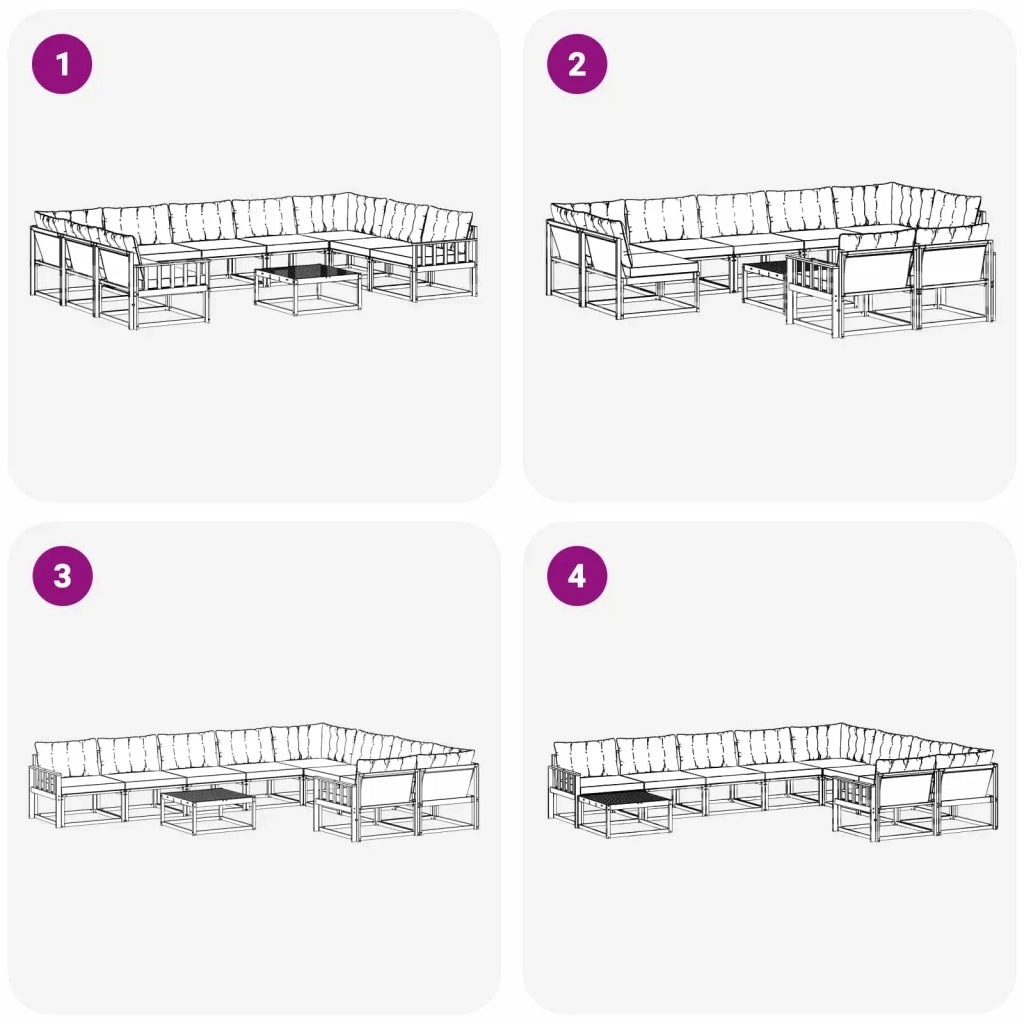 Set di divani da esterno 10 pz Bianco e Nero 3389090