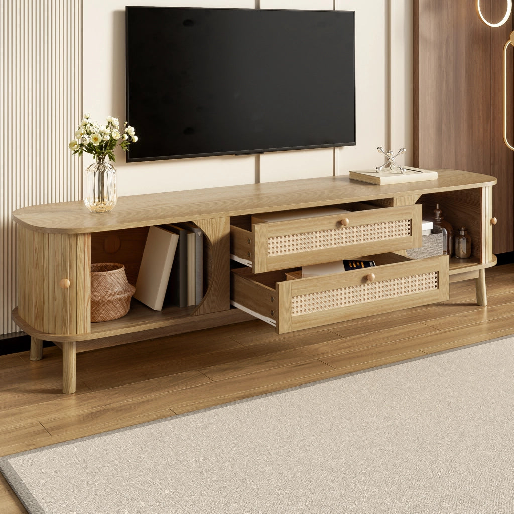 Cassettiera per TV colore naturale in MDF lunghezza 170 cm