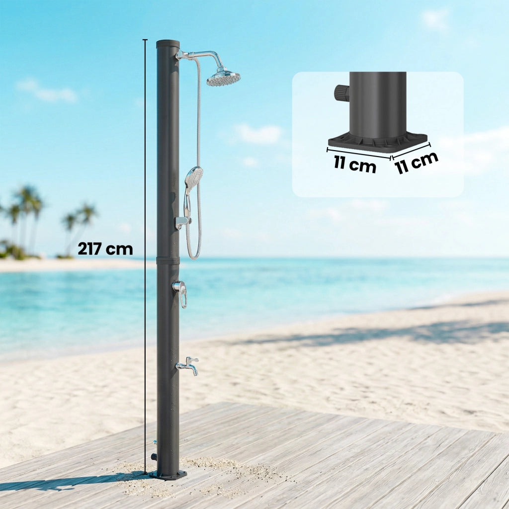Doccia Solare da Giardino 20L con Rubinetto e Mano ¨C Minimal ¨C Nero