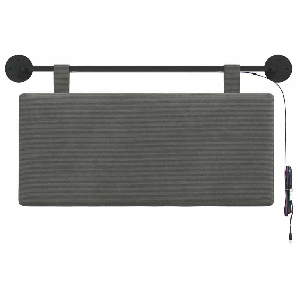 Testiera | Testata sospesa Con luce LED Grigio Scuro Tessuto in Cords