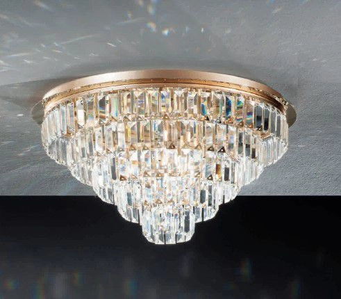 PLAFONIERA CASTLE 16 LUCI ATTACCO G9 GRANDE ORO D.80CM