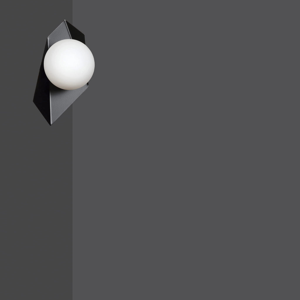 Applique Emibig Drifton K1 nero vetro acciaio E14 1 luce