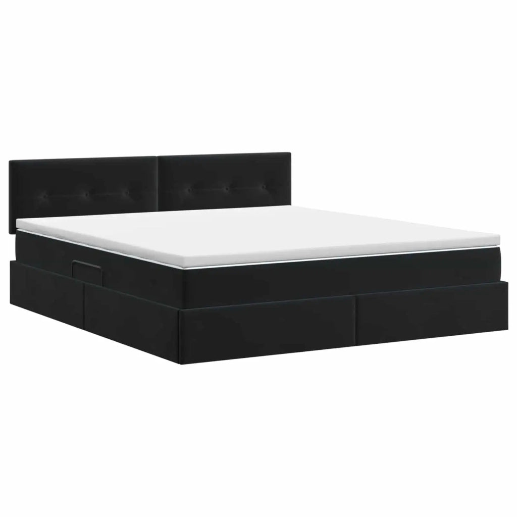 Letto con Contenitore con testiera Nero 160 x 200 cm Velluto 3458819