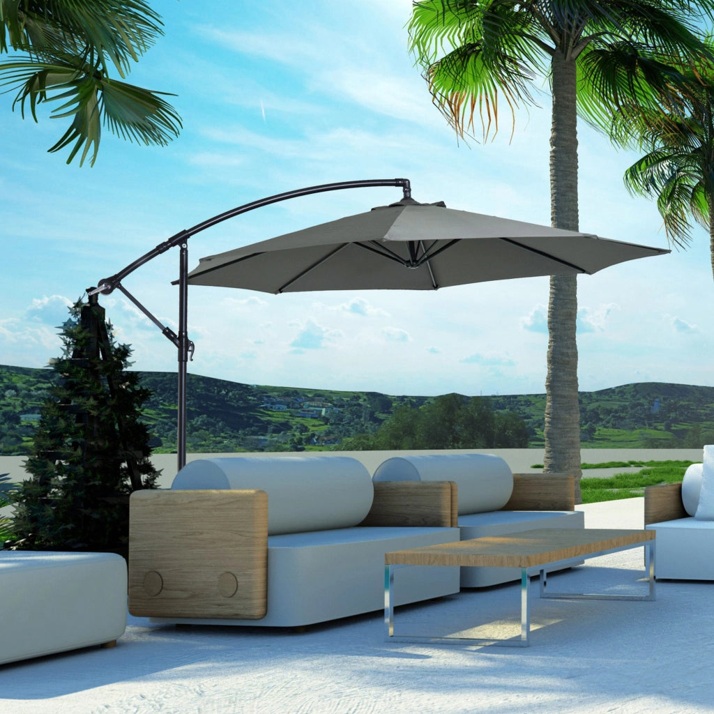 Ombrellone Decentrato 3x2.5m ¨C Xylo ¨C Acciaio Poliestere Anti-UV Grigio con Manovella