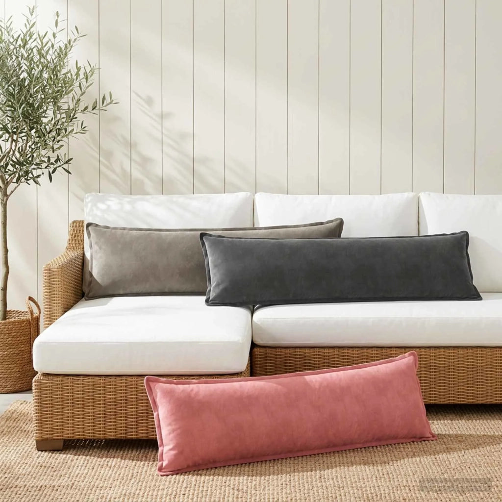 Cuscino con cuscino HOUTEN Grigio Scuro 40 x 145 cm Velluto 934297