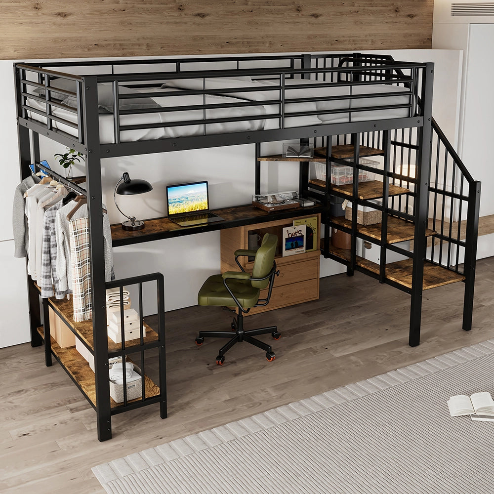 Letto a castello - Xylo - 120x200 cm ferro nero con USB