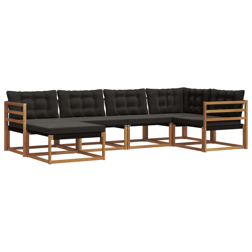 Set di divani da esterno con cuscino 6 pcs Naturale e Nero 3369615