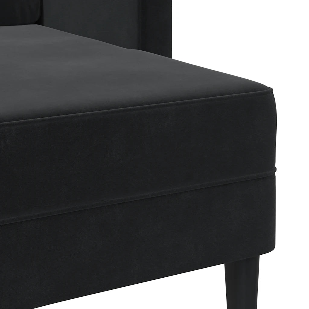 Divano | Divano da soggiorno | Sofa a 2 posti con chaise longue a L nero 125 cm in velluto