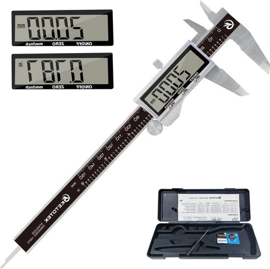 Misuratore digitale a schermo LCD con display 150 mm e batterie di riserva