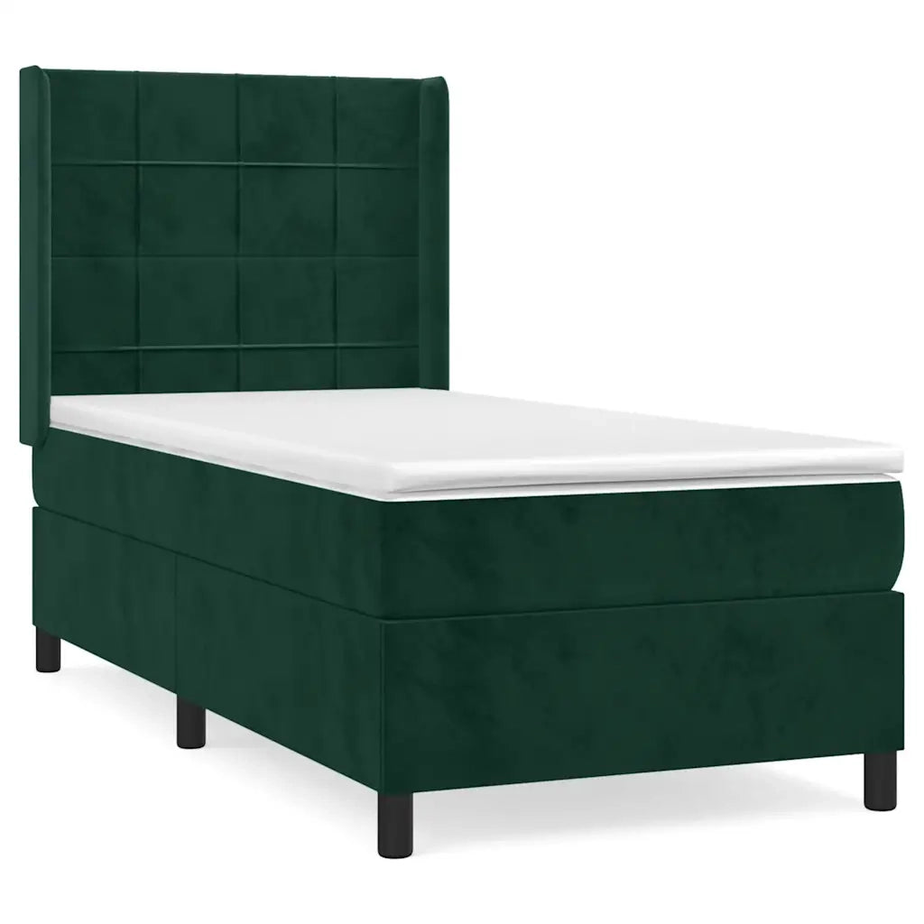 Giroletto a Molle con Materasso Verde Scuro 80x200 cm Velluto 3132648