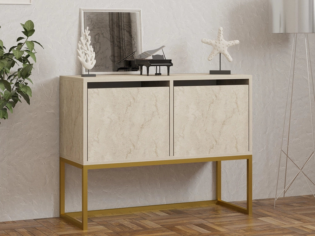 Credenza in legno "Zermat" - 90 x 34 x 70 cm - Travertino