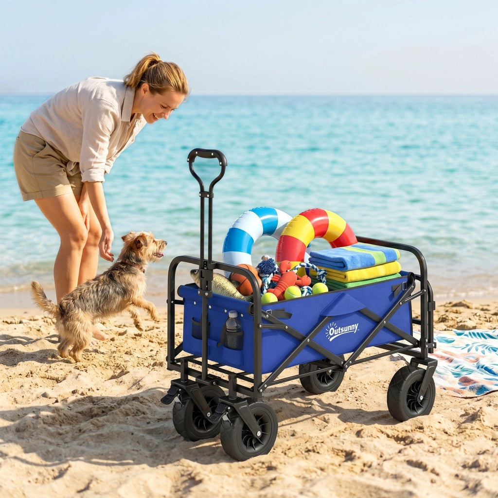 Carrello da Giardino Pieghevole ¨C Minimal ¨C Blu Scuro, 100 kg