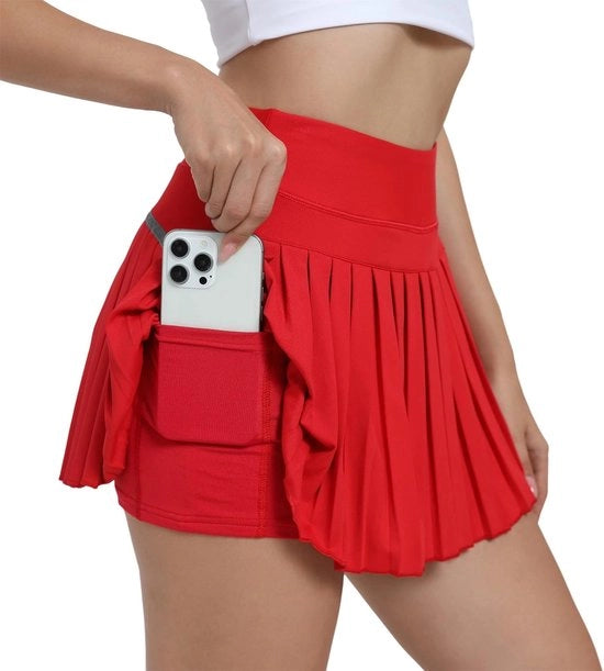 Tennisrok alta cintura - Broekrok con tasche - Sportrok plissé - Mini-rocchetto - Roccia estiva - Strisce rifrangenti