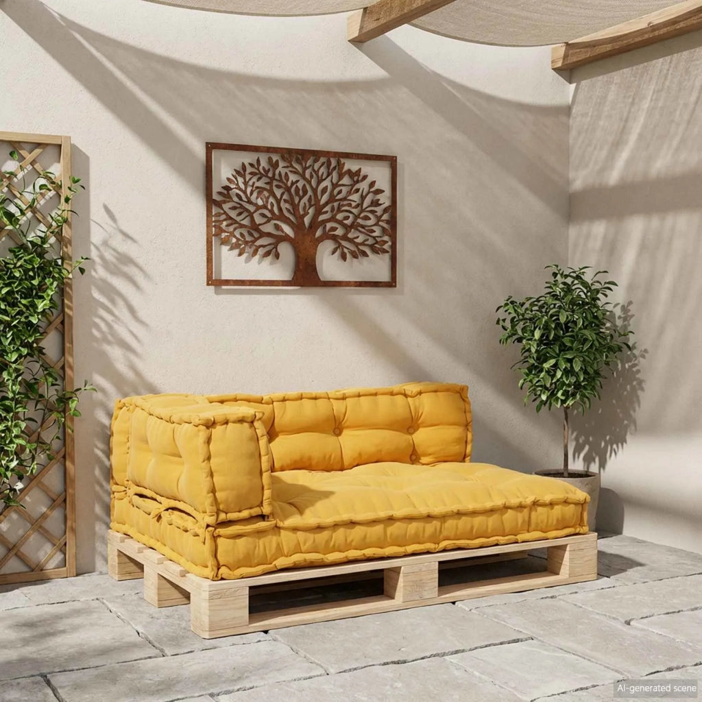 Cuscino per Divano Pallet 3 pcs Giallo 120 x 80 x 38 cm Tessuto 4019092