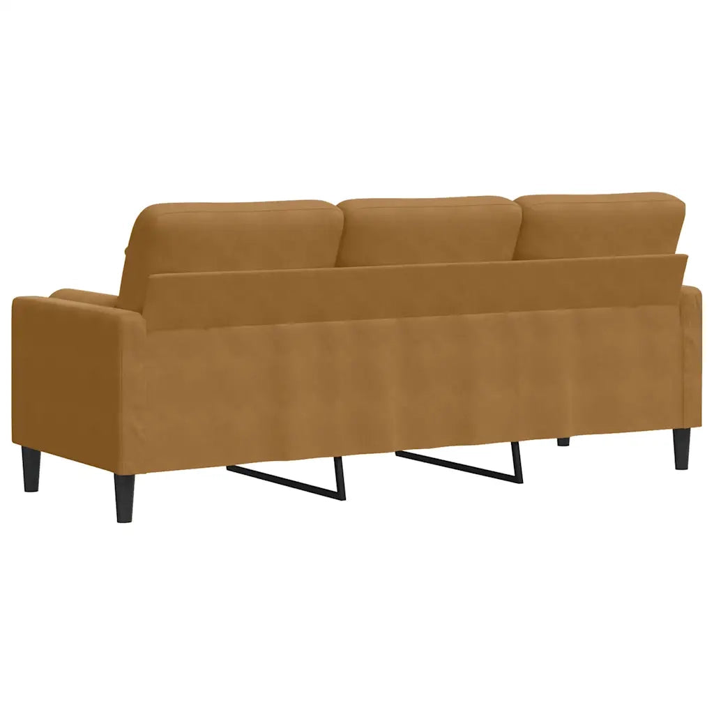 Divano a 3 Posti con Cuscini Marrone 180 cm in Velluto 3278236