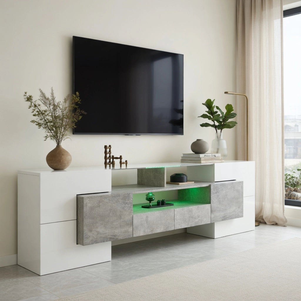 Cassettiera TV grigia in MDF lunghezza 200 cm