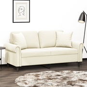 Divano a 2 Posti con Cuscini Crema 140 cm in Velluto 3200953