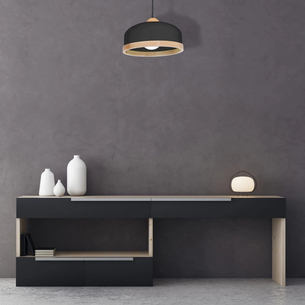 Lampada a sospensione Milagro Studio nera E27 Ø32cm