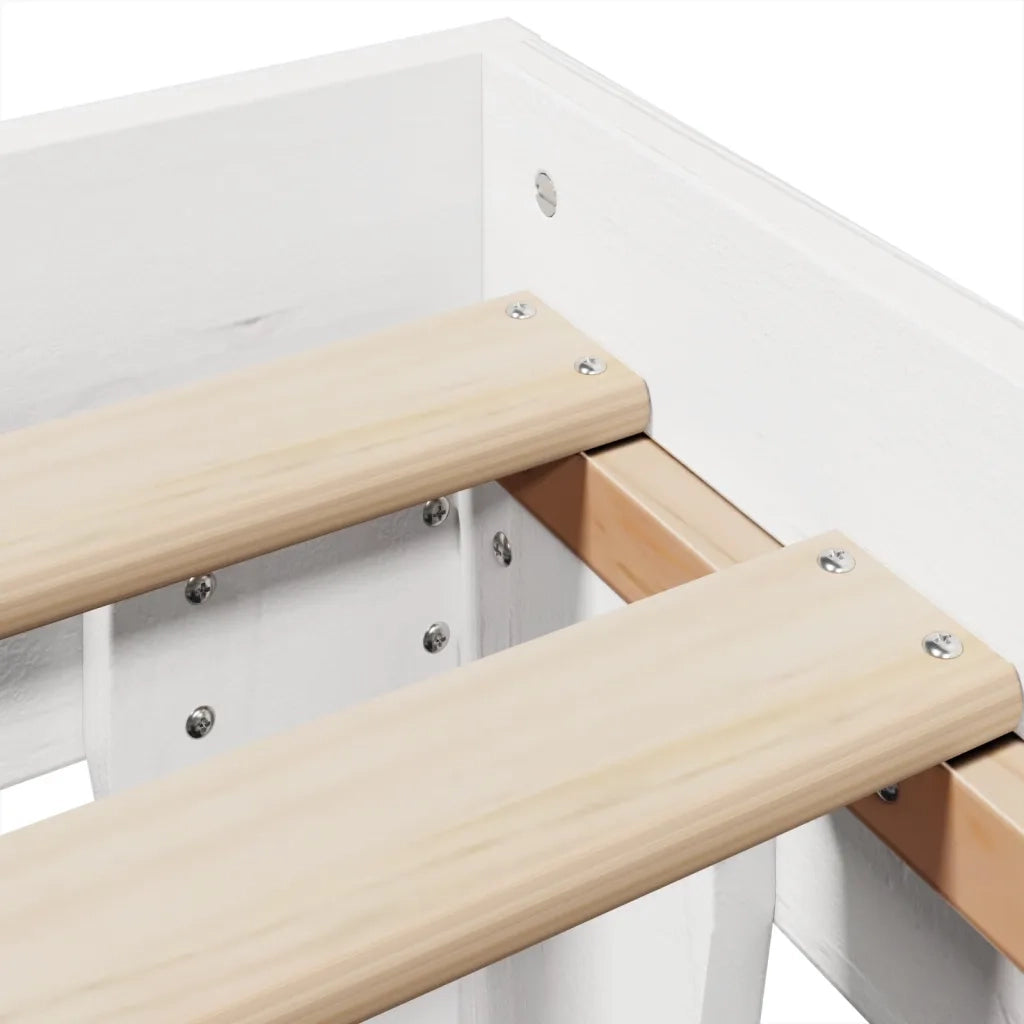 Letto senza Materasso-Struttura Letto Bianco 160x200 cm Legno Massello di Pino 242976