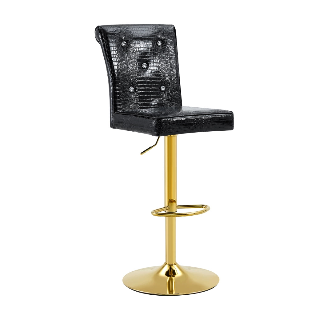 Sedie da Bar Vintage ¨C MINIMAL ¨C Similpelle Nera, Design con Cristalli, Set 2 Pezzi
