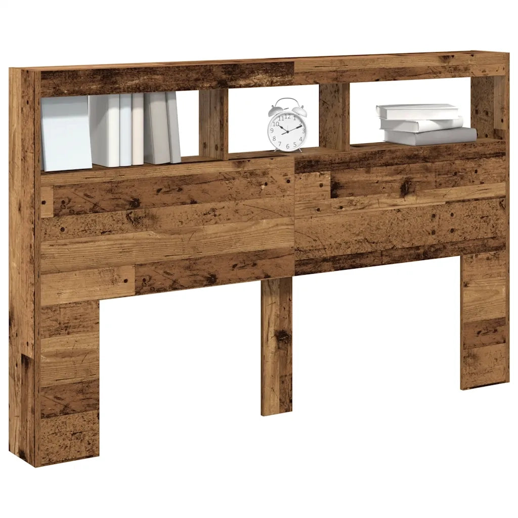 Testiera con Contenitore a LED Legno Antico 160x17x102 cm 863131