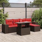 Set Divano Giardino 6 pz con Cuscini Marrone Polyrattan Acacia 3326785