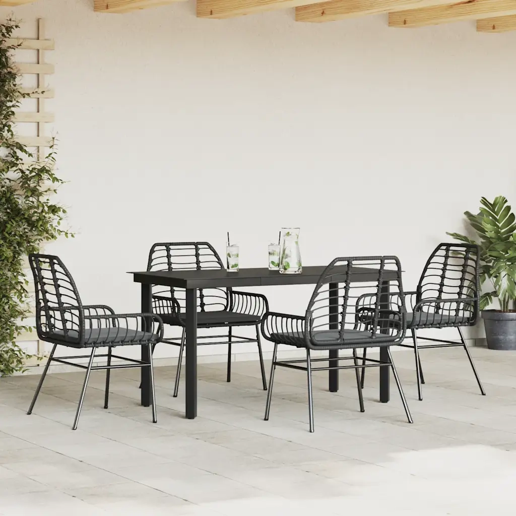 Set da Pranzo da Giardino con Cuscini 5 pz Polyrattan Vetro 3334550