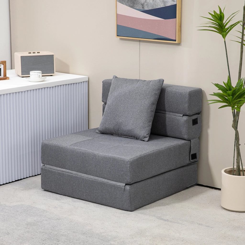 Letto Singolo Pieghevole ¨C zephmum ¨C Grigio 70x70x61 cm con Cuscino