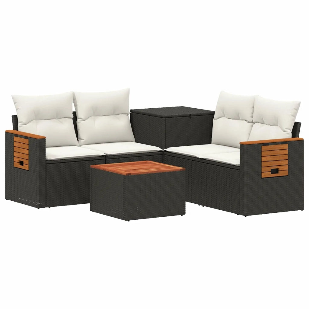 Set di divani 6 pz Nero e Bianco Crema 3447659