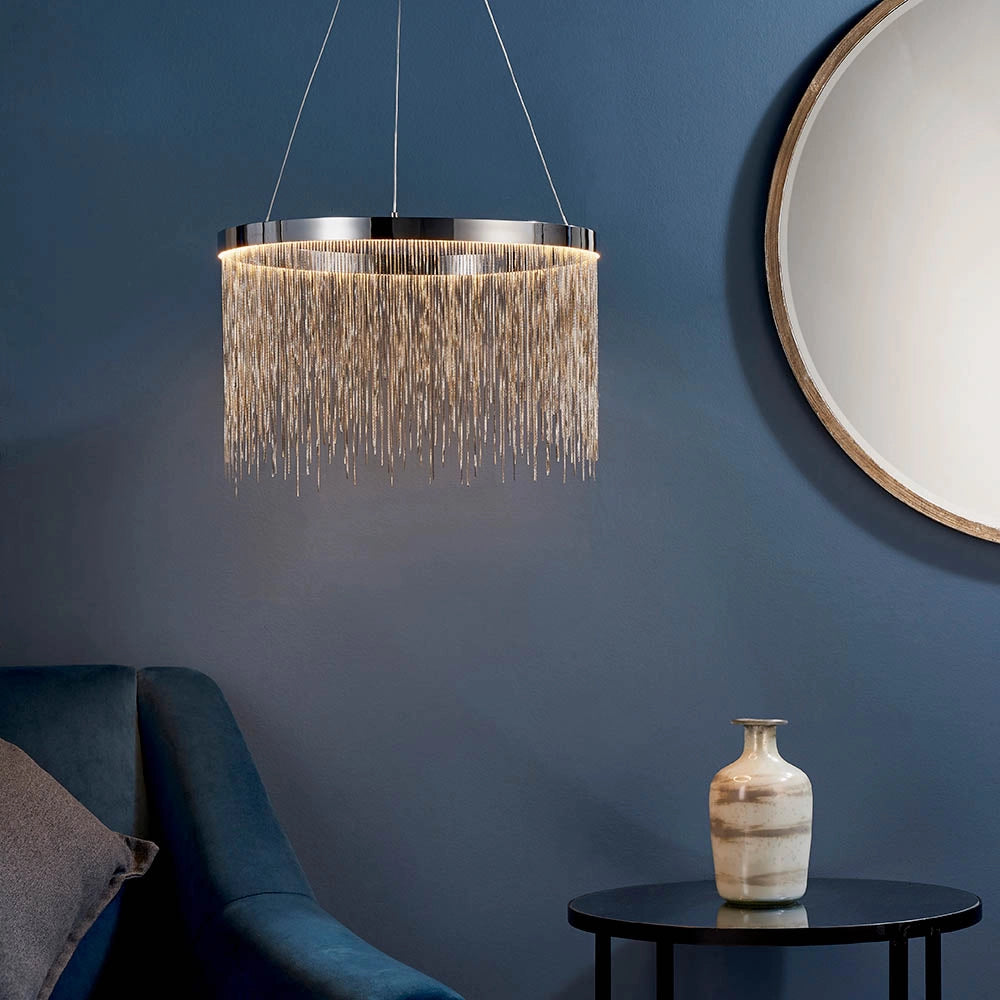 Lampadario sospeso LED anello cromato 20W Zelma Endon